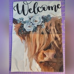Yard Flag Canvas 12" × 18" Scottish Cow Double Side